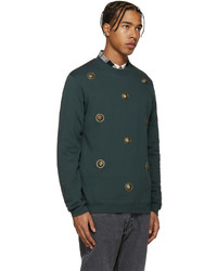 Мужской темно-зеленый свитер с круглым вырезом от Versus