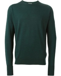 Мужской темно-зеленый свитер с круглым вырезом от John Smedley
