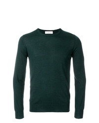 Мужской темно-зеленый свитер с круглым вырезом от Laneus