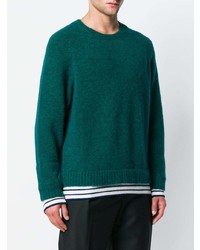 Мужской темно-зеленый свитер с круглым вырезом от Haider Ackermann