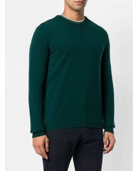 Мужской темно-зеленый свитер с круглым вырезом от Roberto Collina