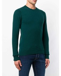 Мужской темно-зеленый свитер с круглым вырезом от Drumohr