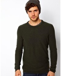 Мужской темно-зеленый свитер с круглым вырезом от Minimum