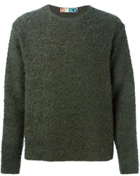 Мужской темно-зеленый свитер с круглым вырезом от MSGM