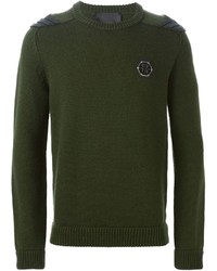 Мужской темно-зеленый свитер с круглым вырезом от Philipp Plein