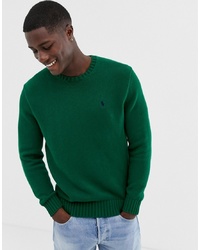 Мужской темно-зеленый свитер с круглым вырезом от Polo Ralph Lauren