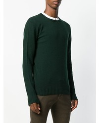 Мужской темно-зеленый свитер с круглым вырезом от Zanone