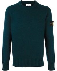 Мужской темно-зеленый свитер с круглым вырезом от Stone Island