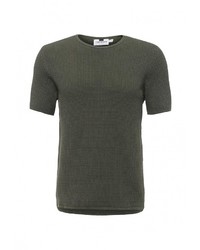 Мужской темно-зеленый свитер с круглым вырезом