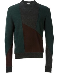 Мужской темно-зеленый свитер с круглым вырезом от Wooyoungmi