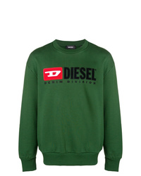 Мужской темно-зеленый свитшот с принтом от Diesel