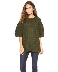 Темно-зеленый свободный свитер