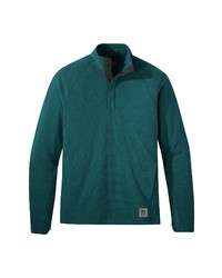 Темно-зеленый флисовый свитер с воротником на пуговицах