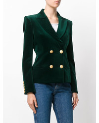 Женский темно-зеленый хлопковый двубортный пиджак от PIERRE BALMAIN