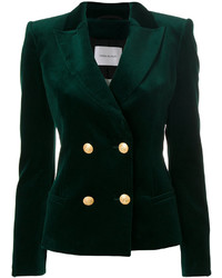 Женский темно-зеленый хлопковый двубортный пиджак от PIERRE BALMAIN