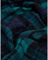 Мужской темно-зеленый шарф в шотландскую клетку