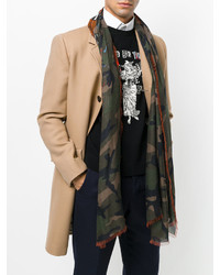 Мужской темно-зеленый шарф с камуфляжным принтом от Valentino