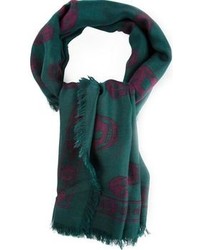 Женский темно-зеленый шарф с принтом от Alexander McQueen