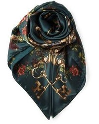 Женский темно-зеленый шарф с принтом от Dolce & Gabbana