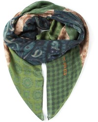 Мужской темно-зеленый шарф с принтом от Etro