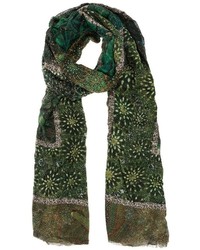 Женский темно-зеленый шарф с принтом от Faliero Sarti