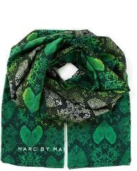 Женский темно-зеленый шарф с принтом от Marc by Marc Jacobs