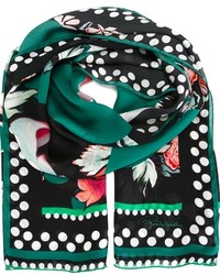 Женский темно-зеленый шарф с принтом от Roberto Cavalli