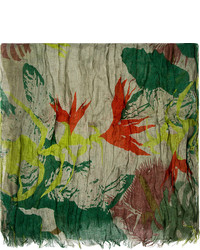 Мужской темно-зеленый шарф с цветочным принтом от Closed