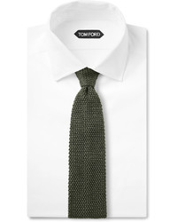 Мужской темно-зеленый шелковый вязаный галстук от Tom Ford