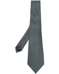 Темно-зеленый шелковый галстук в горизонтальную полоску