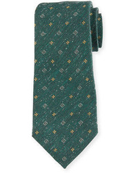 Темно-зеленый шелковый галстук с принтом