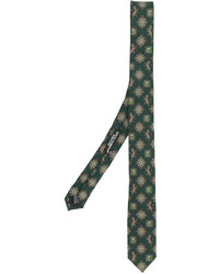 Мужской темно-зеленый шелковый галстук с принтом от Dolce & Gabbana