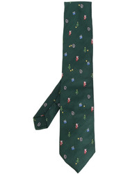Мужской темно-зеленый шелковый галстук от Etro