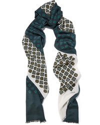 Темно-зеленый шелковый шарф