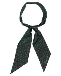Темно-зеленый шелковый шарф с "огурцами"