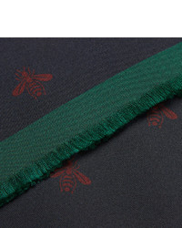 Мужской темно-зеленый шелковый шарф с принтом