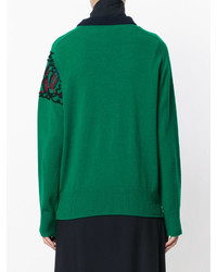 Женский темно-зеленый шерстяной вязаный свитер от Sacai