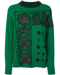 Женский темно-зеленый шерстяной вязаный свитер от Sacai