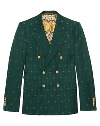 Темно-зеленый шерстяной двубортный пиджак