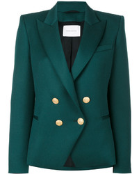 Женский темно-зеленый шерстяной двубортный пиджак от PIERRE BALMAIN