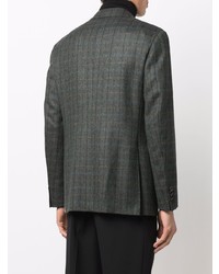 Мужской темно-зеленый шерстяной пиджак в клетку от Canali