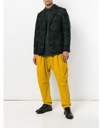 Мужской темно-зеленый шерстяной пиджак с камуфляжным принтом от Henrik Vibskov
