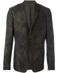 Мужской темно-зеленый шерстяной пиджак с камуфляжным принтом от Roberto Cavalli