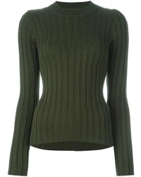 Женский темно-зеленый шерстяной свитер от MM6 MAISON MARGIELA