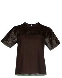 Темно-коричневая блуза с коротким рукавом