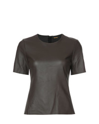 Темно-коричневая блуза с коротким рукавом от Adam Lippes