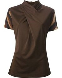 Темно-коричневая блуза с коротким рукавом от Salvatore Ferragamo