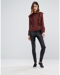 Темно-коричневая блузка с рюшами от Vero Moda