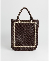 Темно-коричневая большая сумка из бисера от Lf Markey