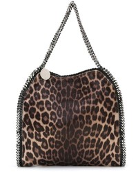 Темно-коричневая большая сумка с леопардовым принтом